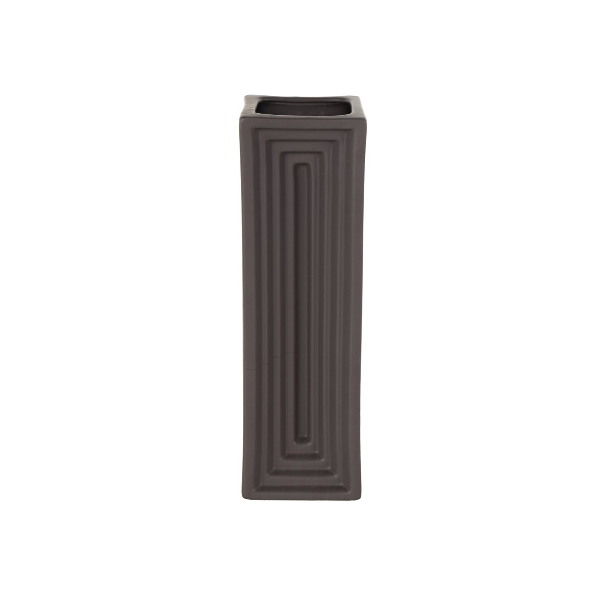 15" Black Rectangular Ceramic Vase